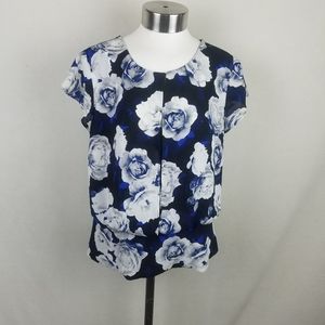 Ann Taylor LOFT Floral Women Short Sleeve Blouse